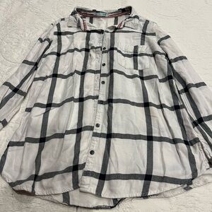 Maurices Black and White Plaid Button Down Shirt